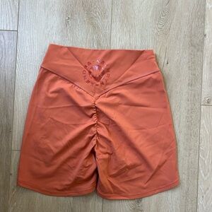 Gymshark Orange Athletic Shorts with Ruched back